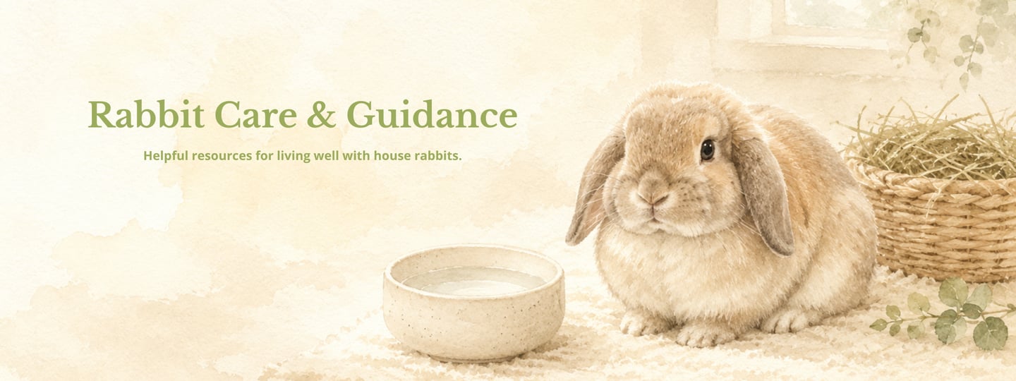 Hot Cross Buns' Rabbit Care & Guidance banner featuring Genevieve