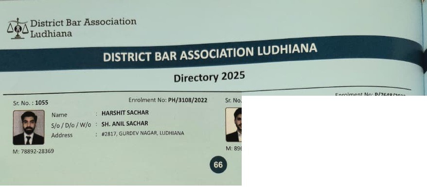 Harshit Sachar Image from District Bar Association Bar Directory