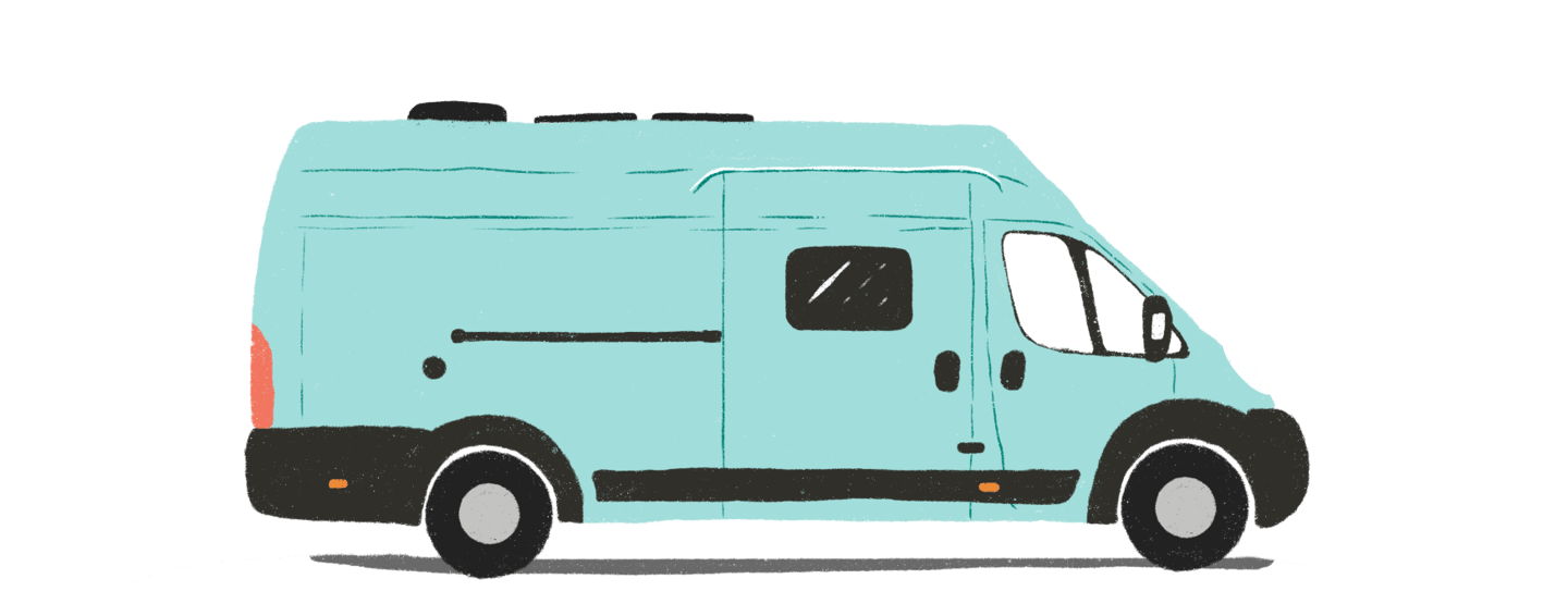 a camper van with a window