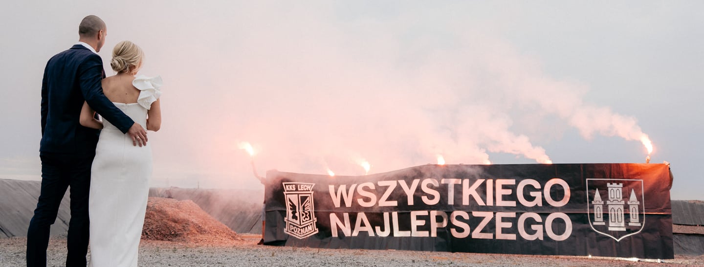 baner ślubny napis wszystkiego najlepszego brama weselna kibice lecha poznań