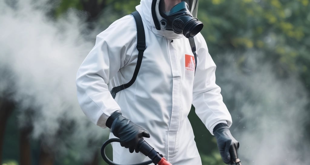 Professional technician inspecting a commercial kitchen for pest control solutions.