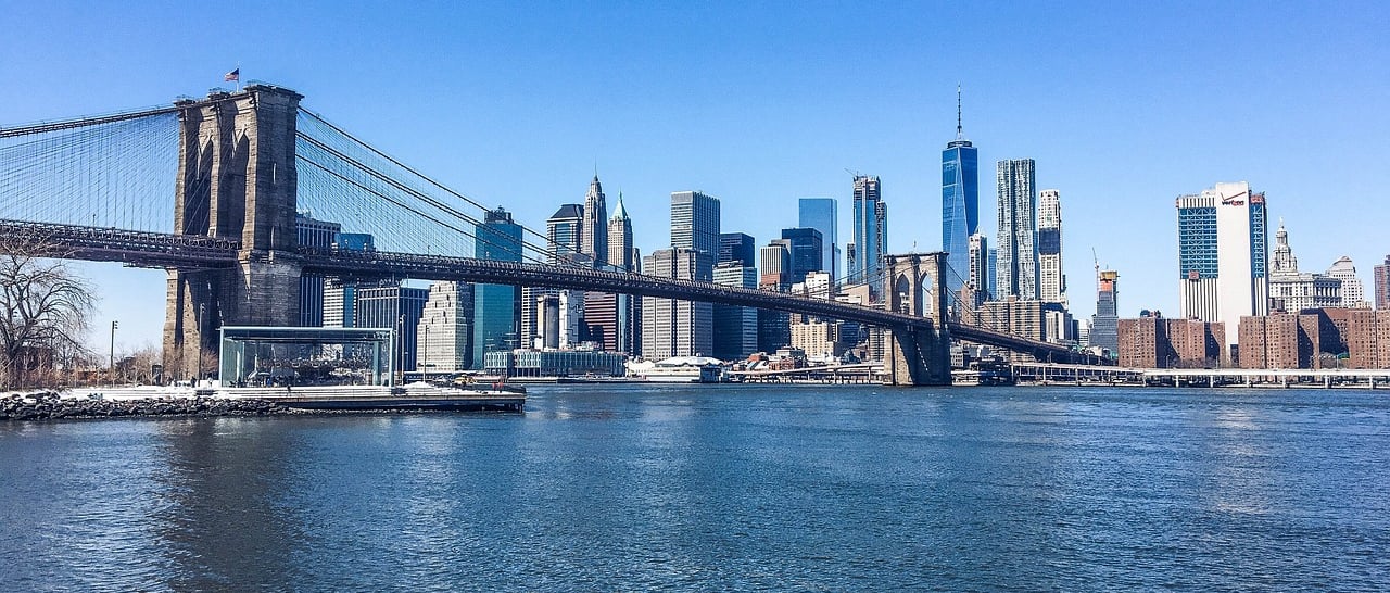 New York City skyline and Brooklyn Bridge