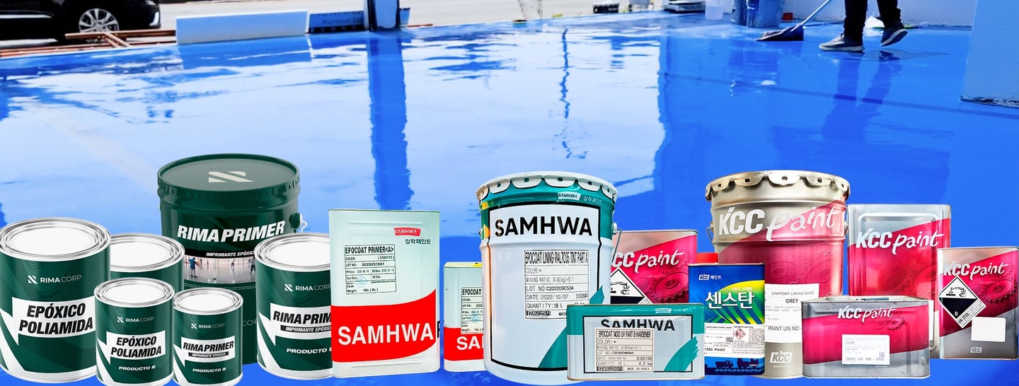 Pinturas industriales de la marca Rimacorp, Samwha y KCC Paint