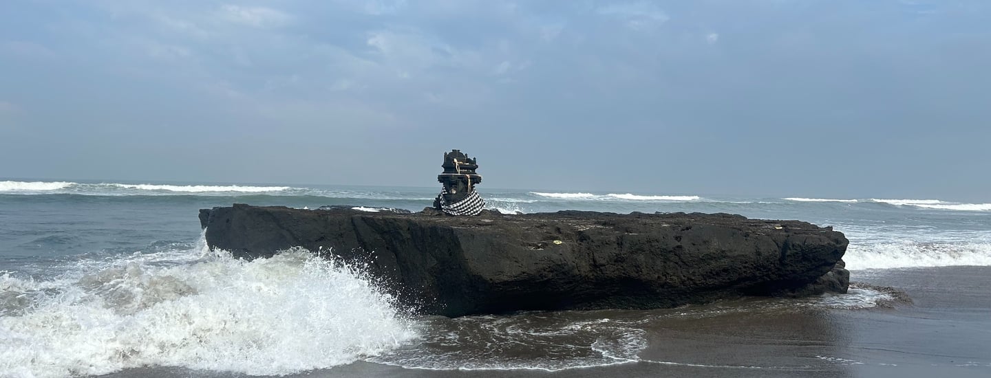 Religious rock at Canggu Beach, Bali