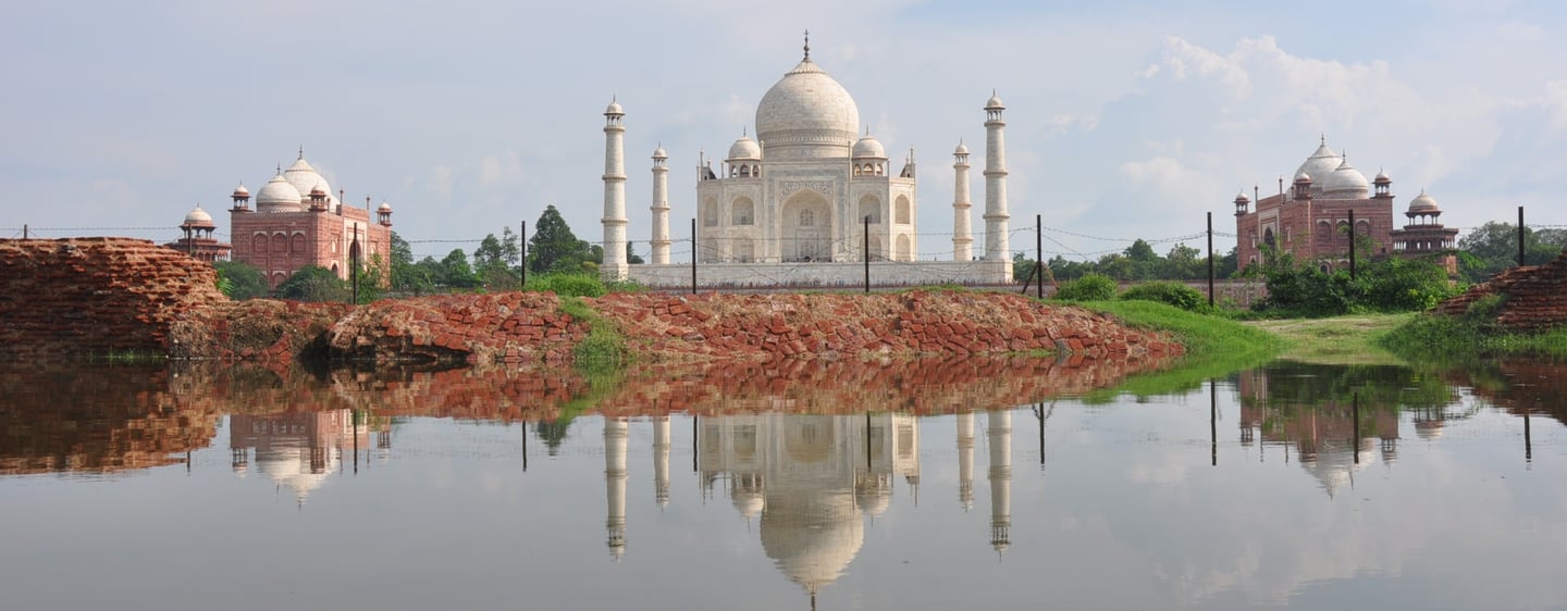 Mehtab Bagh opposite side of the river to the Taj mahal, Agra, Utter Pradesh, India