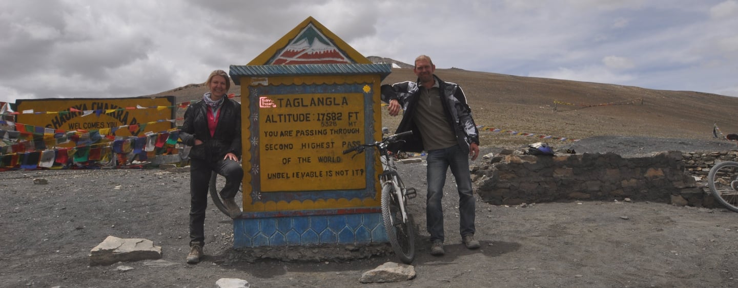 Taglang La pass along  the Leh to Manali highway over the great Himalayan range, Ladakh, India 
