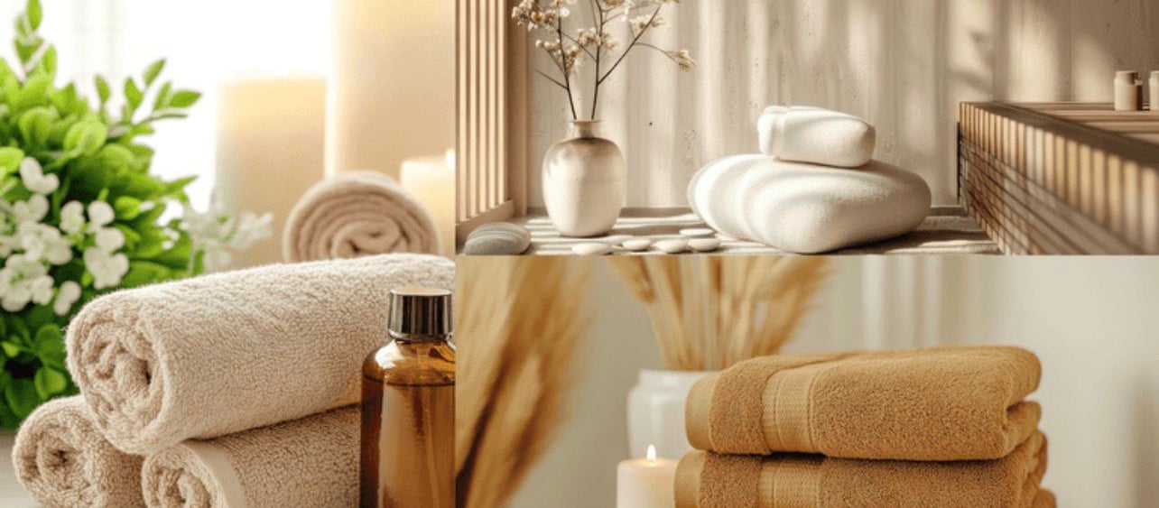 luxury spa towels with oils and candles at wellness lounge hurghada