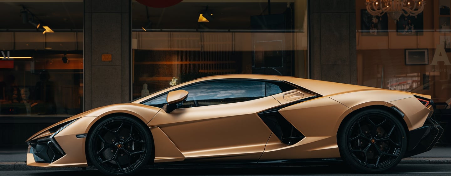 a gold colored lamborghini revuelto
