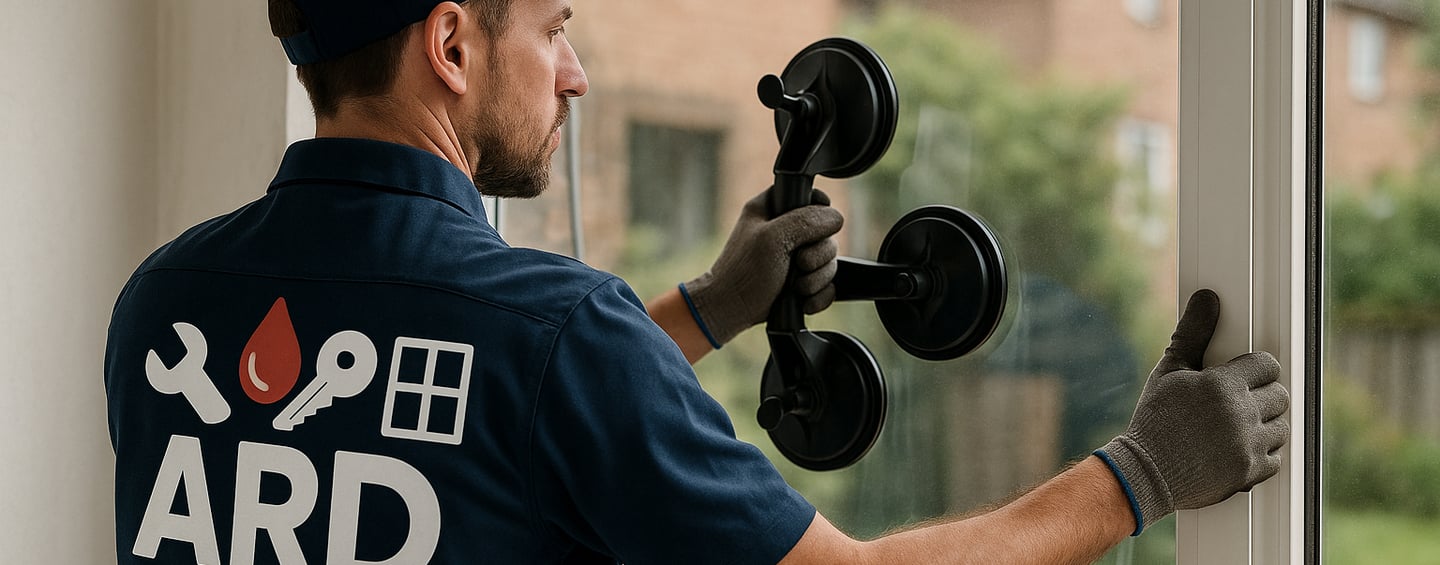 a man in a blue shirt is holding a pair of dumbs