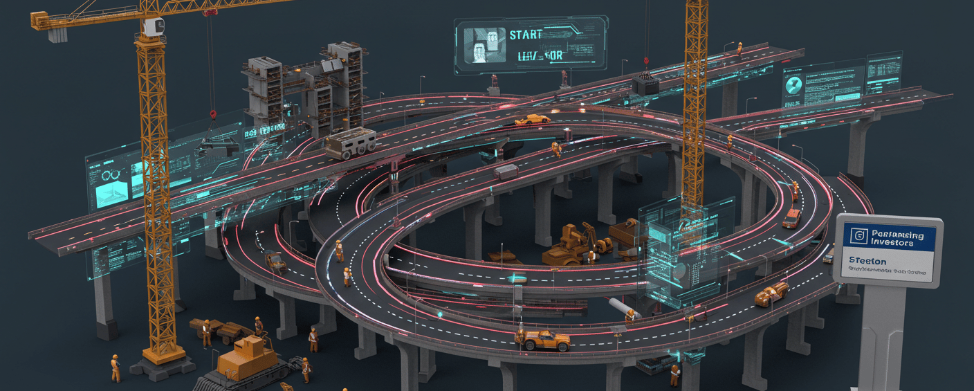 a large circular shaped object with a lot of traffic lights