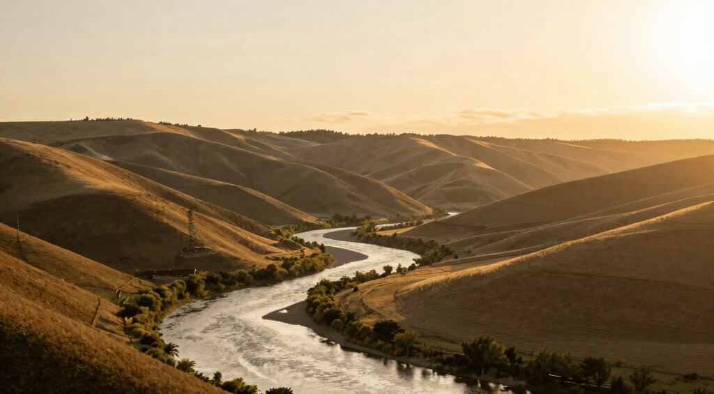 A photographer wearing a cowboy hat and pink shirt with intricate embroidery stands by the fence, holding a camera with a large lens, capturing events in an indoor arena. The scene is lively, with spectators sitting in the bleachers and people scattered near the center of the dirt arena.