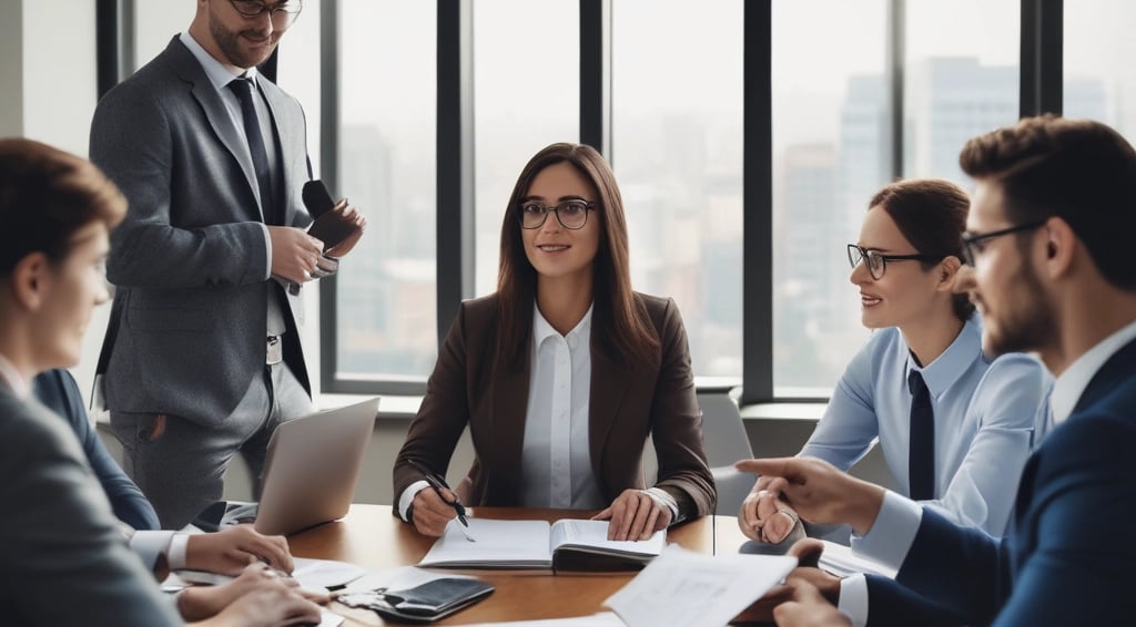 A friendly professional in a modern office, ready to assist with financial questions.