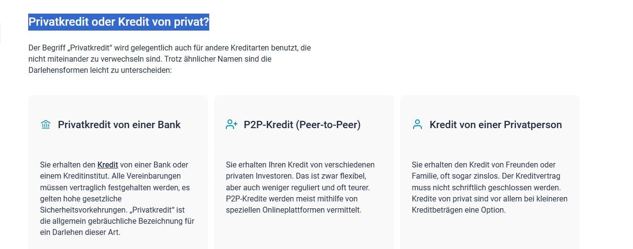 Privatkredit oder Kredit von privat?