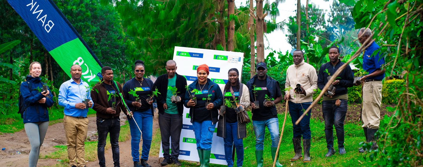 A group of changemakers ready to plant trees at Mt. Kivesi Arusha
