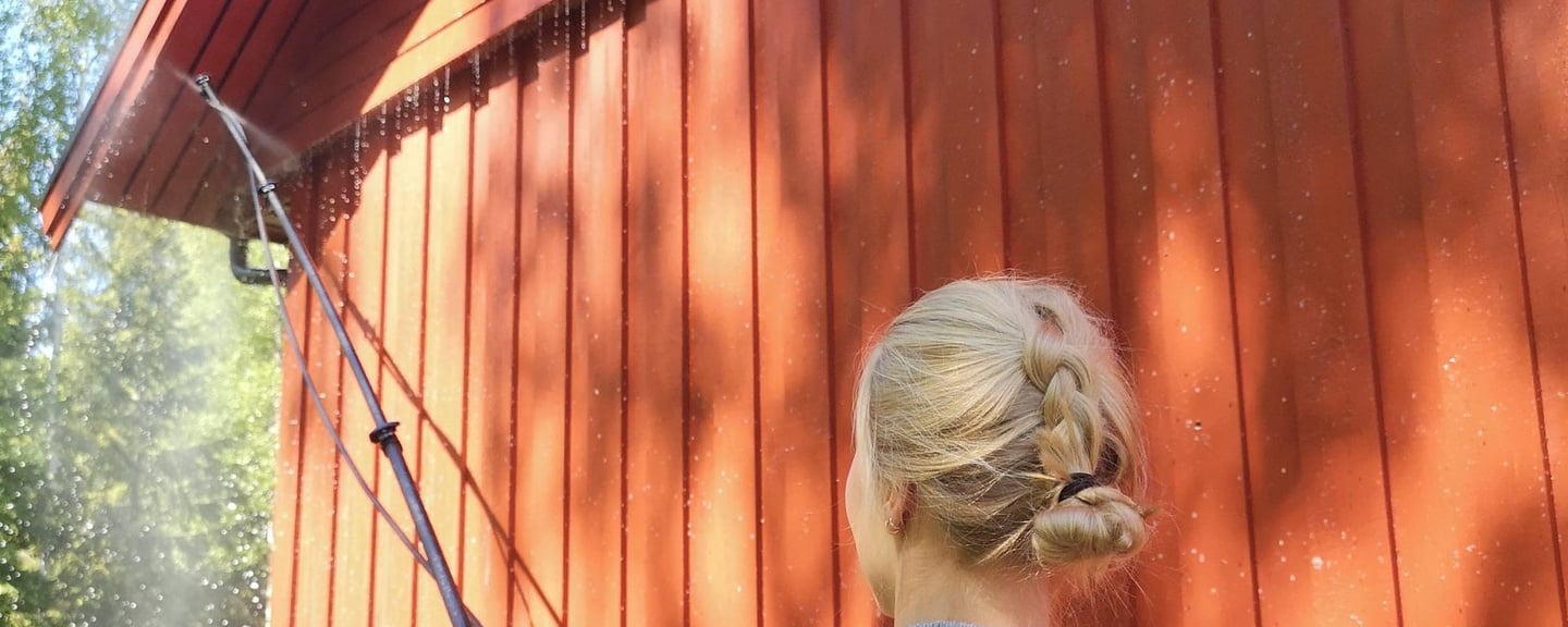 Fasadevask med teleskop