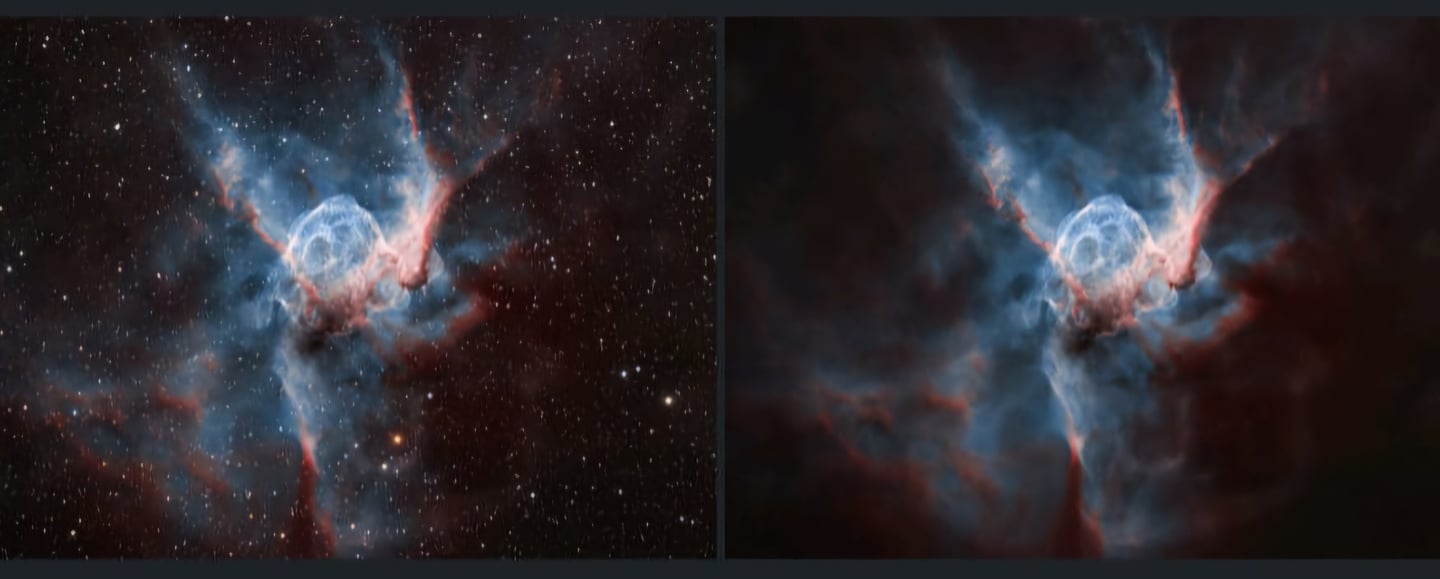 L'autore decide di mostrare l'elmo di Thor senza sfondo di stelle per l'aspetto unico dell'immagine.