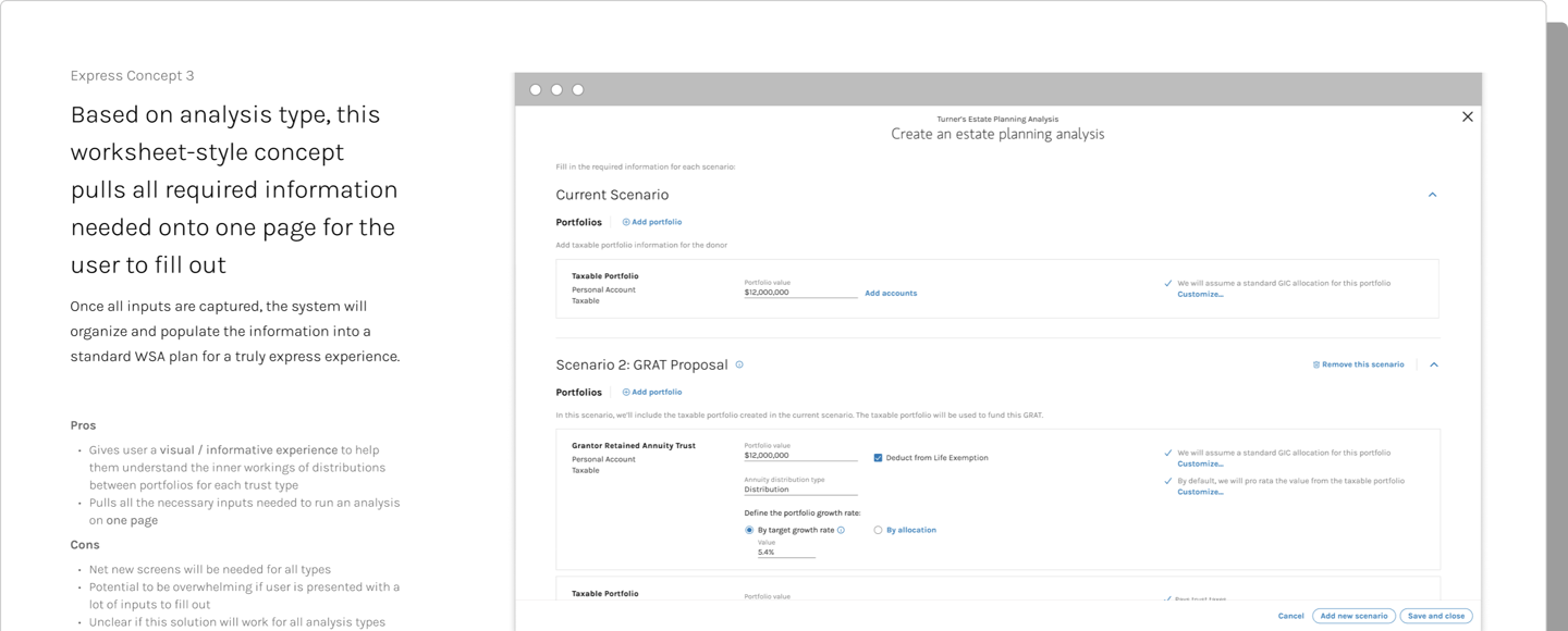 Snippet of a presentation for "express" experiences