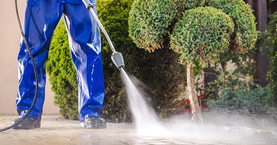 Pressure washing a walkway in toronto