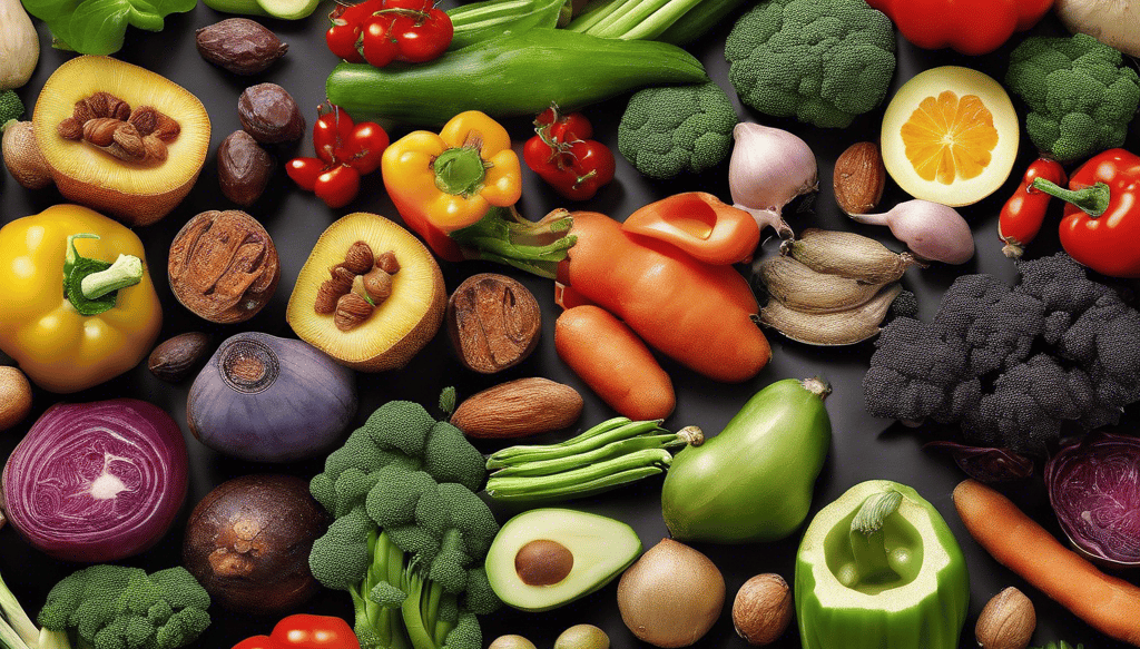 a collage of various types of vegetables and fruits