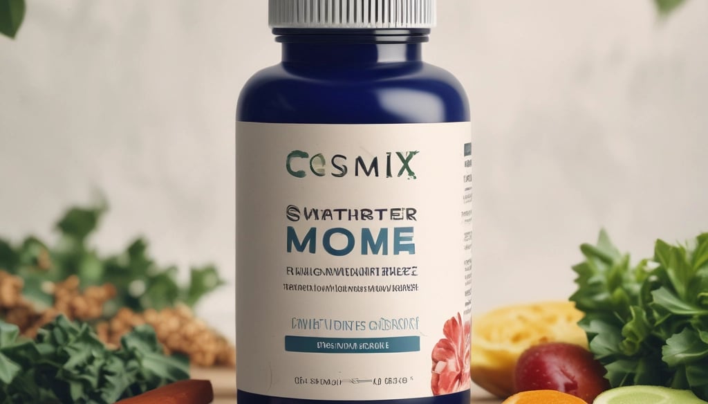 a bottle of cosmix, a vitamin supplement for women