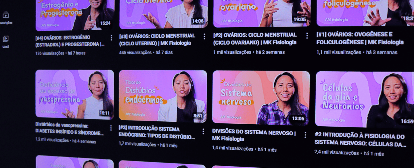 Foto da página de vídeo do canal MK Fisiologia do YouTube