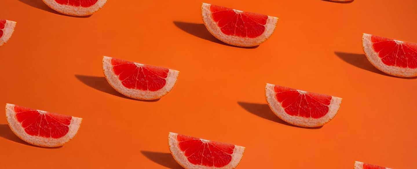 A group of grapefruits lined up