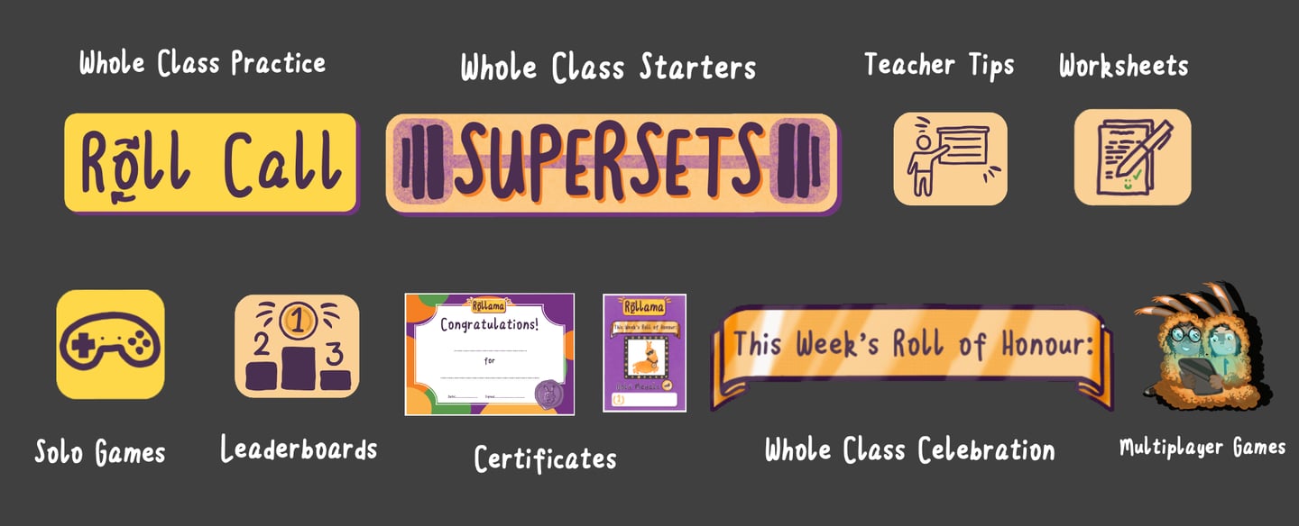 a collection of icons from Rollama features