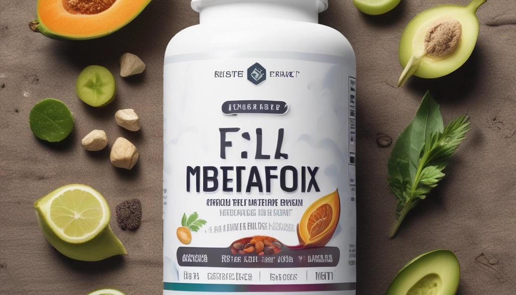 a bottle of vitamin supplements with fruit and nuts