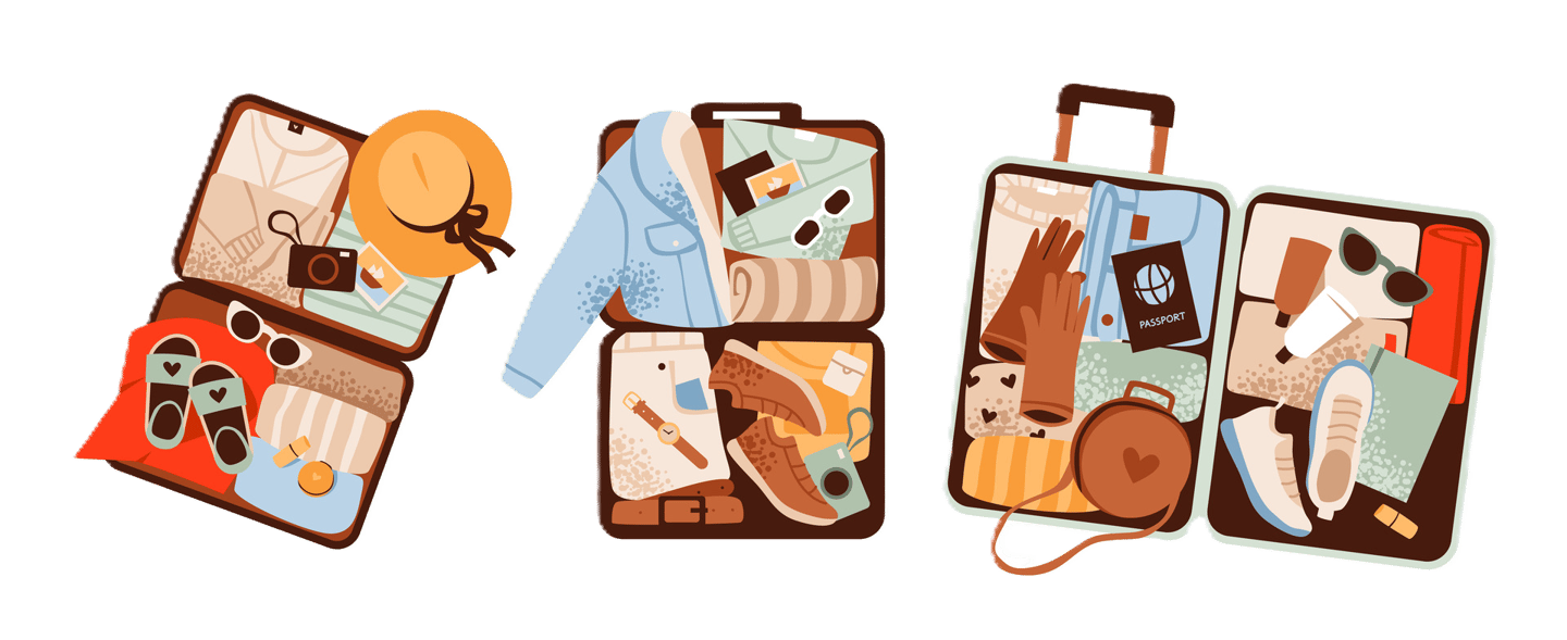 Suitcases-with-travel-accessories-set-travel-essentials