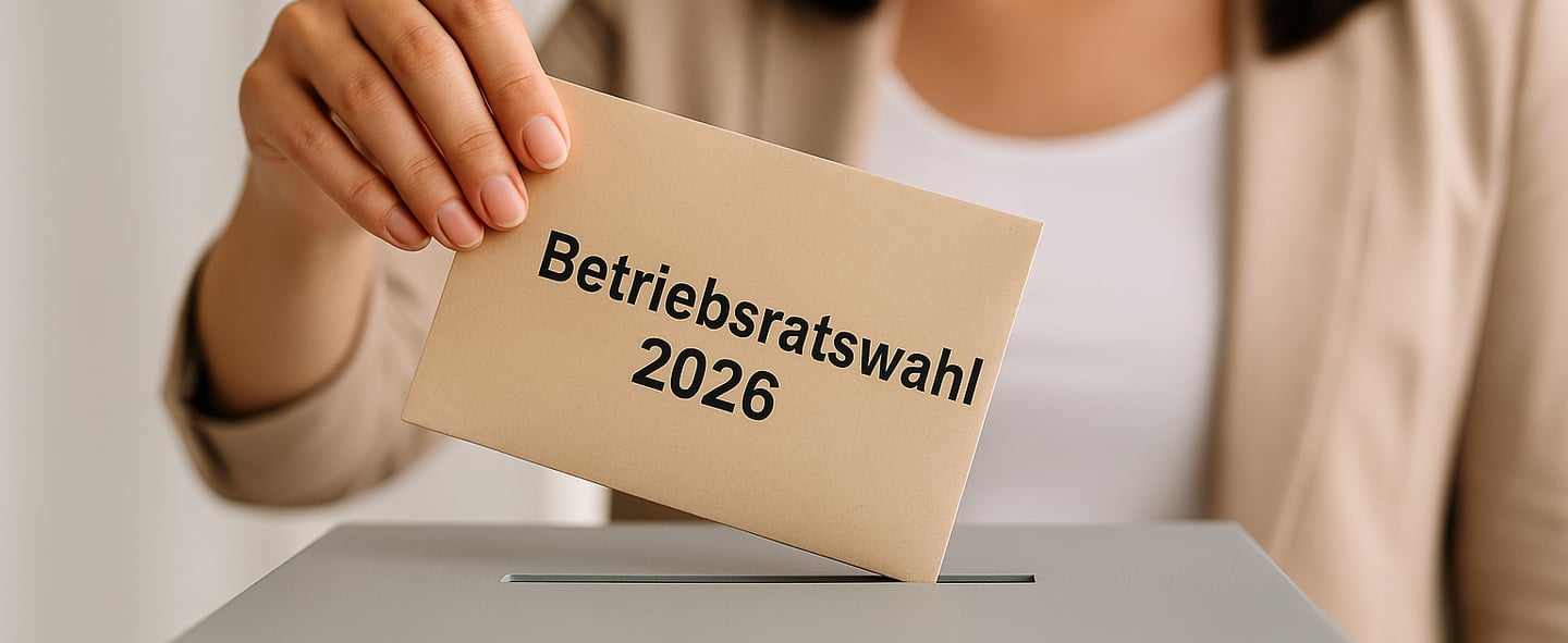 Ein Frau steckt einen Wahlumschlag in eine Wahlurne