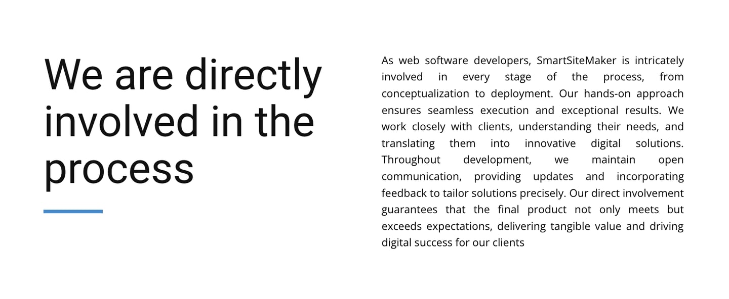 a website page with a quote about the process of creating a website