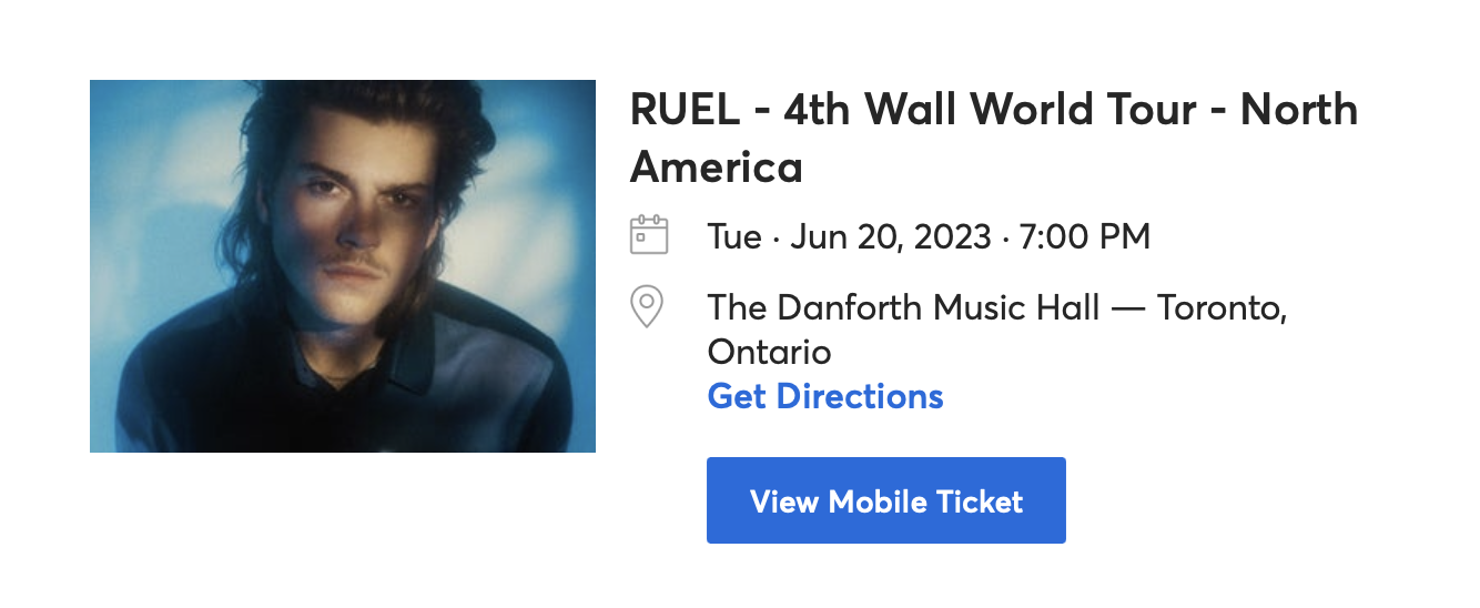 Ruel ticket confirmation