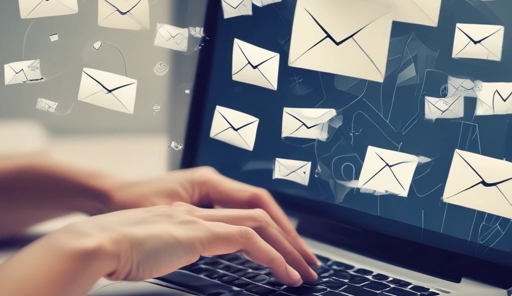 A person sending an email on a laptop