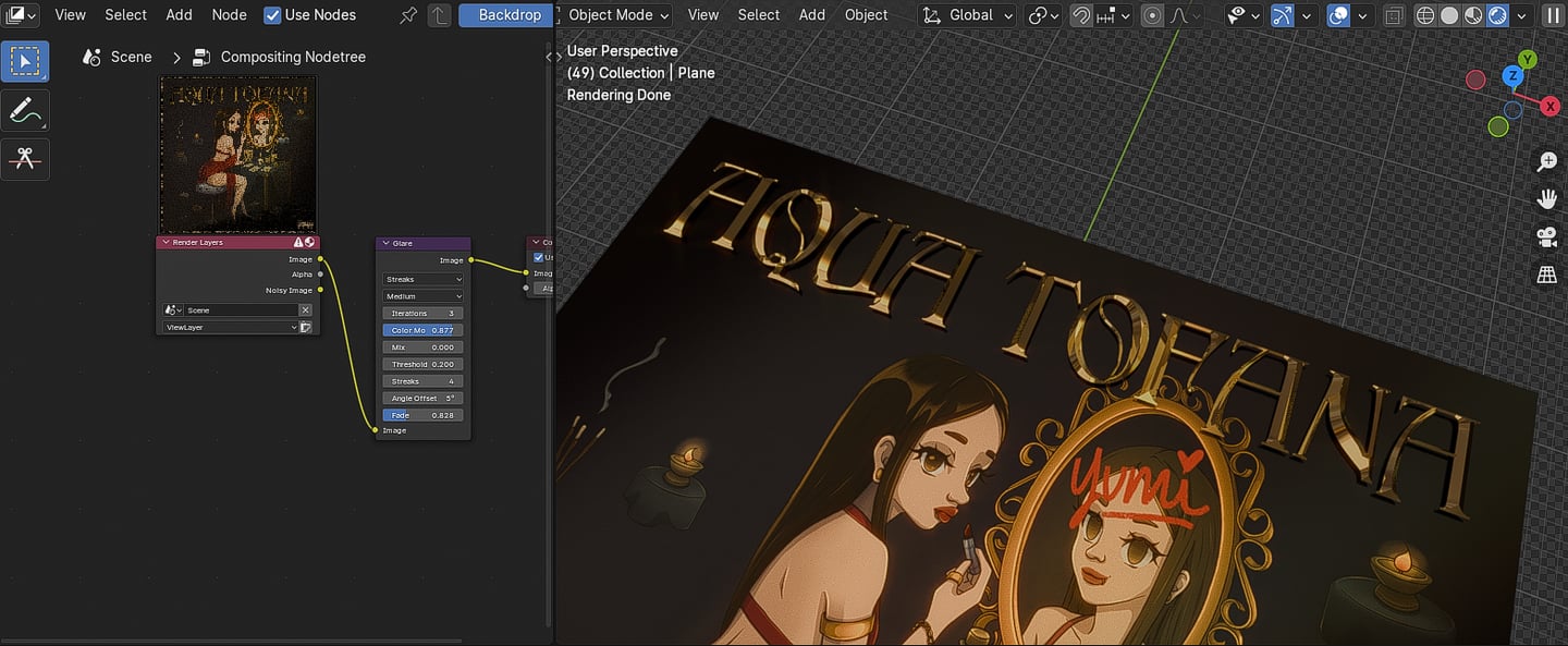 a screenshot of the composing process in Blender