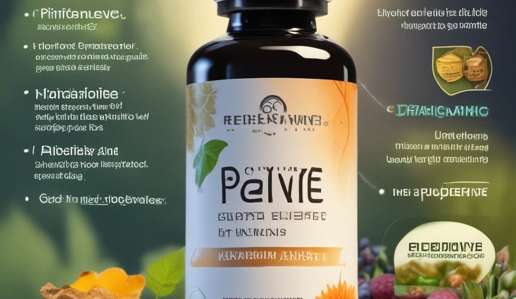 a bottle of peonye with a variety of ingredients