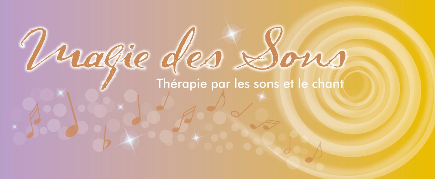 Bannière Magie des sons avec note de musique et spirale lumineuse