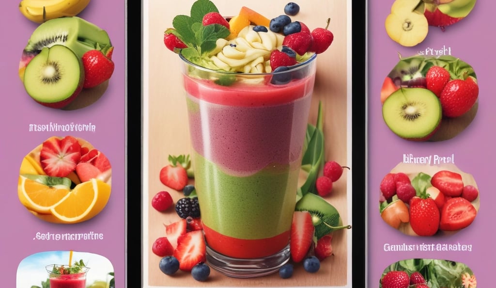 a tablet with a picture of a smoothie