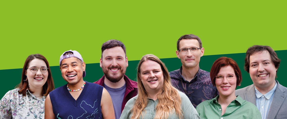 Gruppenbild der Fraktion vor grünem Hintergrund.