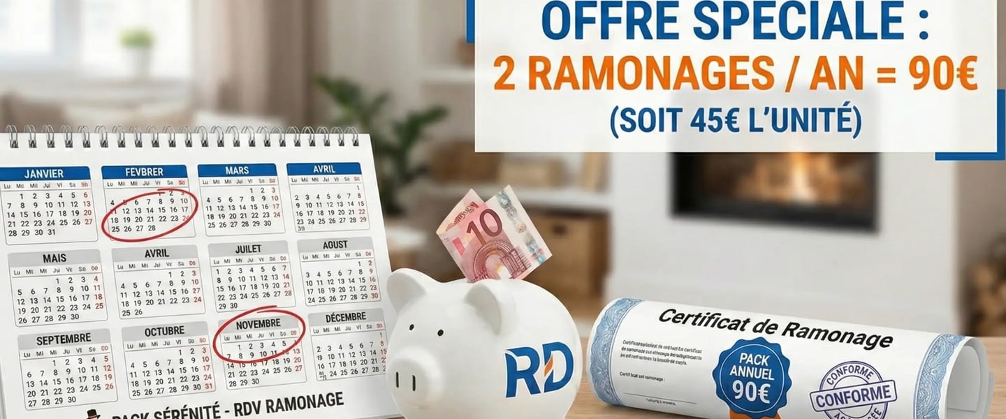Offre pack annuel 2 ramonages Nantes 90 euros