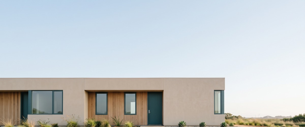 Edificio residencial moderno y limpio bajo un cielo amplio