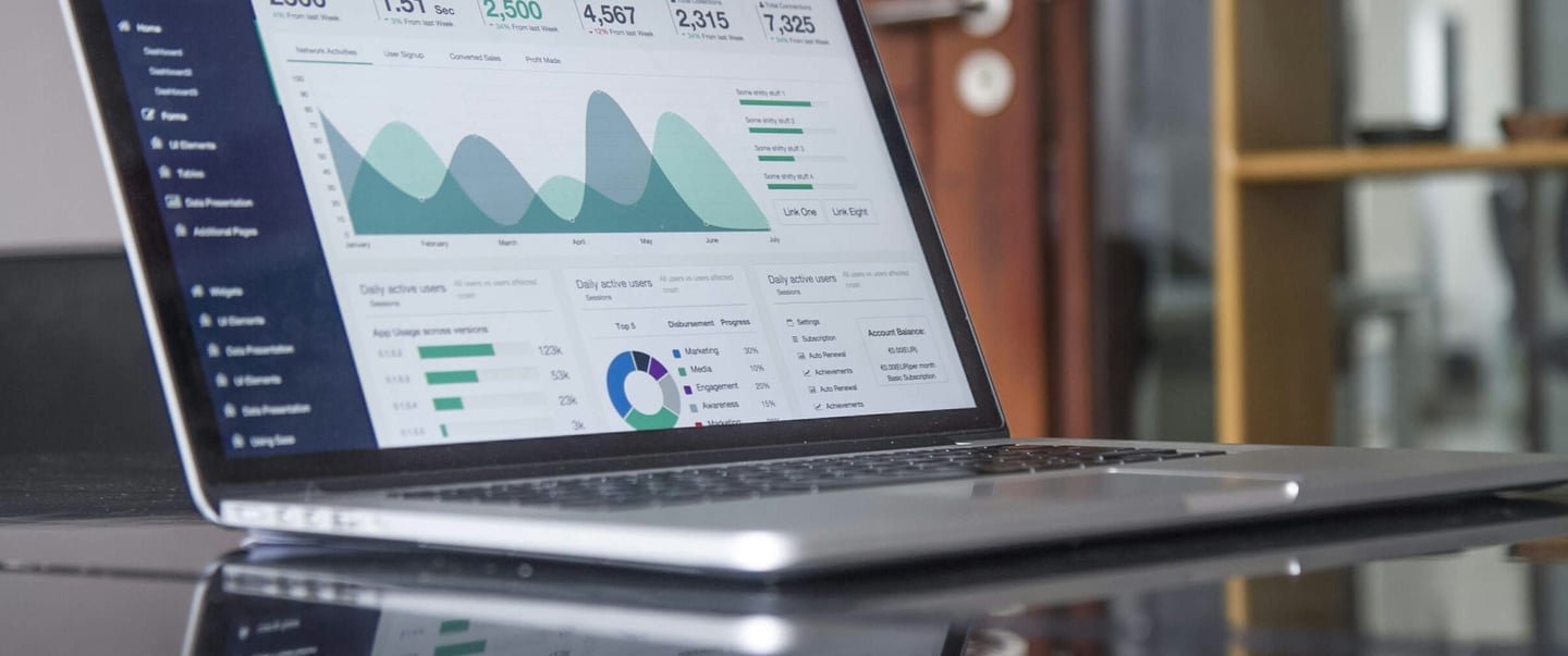 Illustration of AI-powered marketing dashboard with analytics data