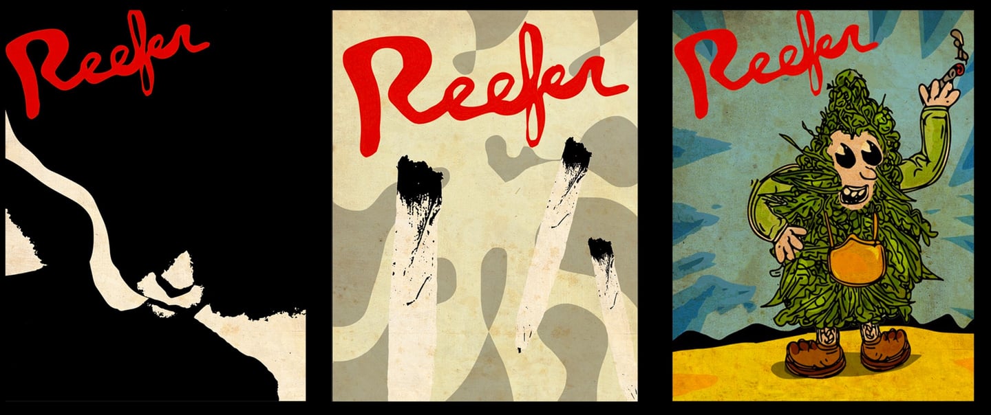 a couple of posters of a man in a costume