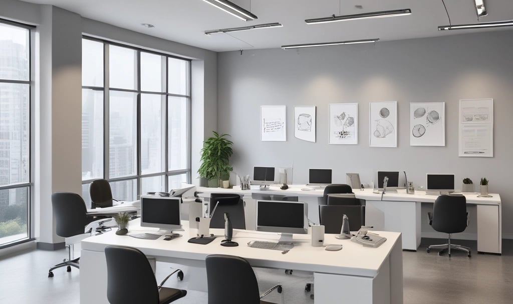A welcoming office space with a desk, laptop, and a plant, inviting candidates to join the team.