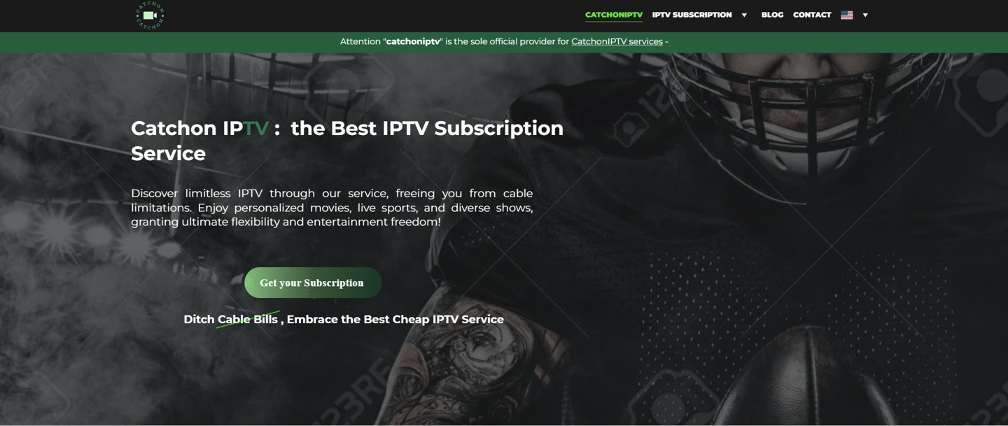 screenshot of catchoniptv website