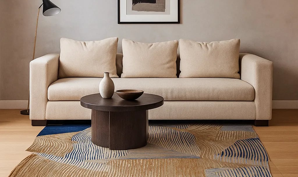 Minimalist modern rug design by Rasida Creation, handmade with care