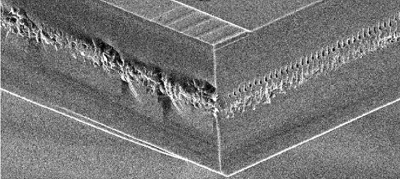 SEM image of stealth dicing die edge fracture