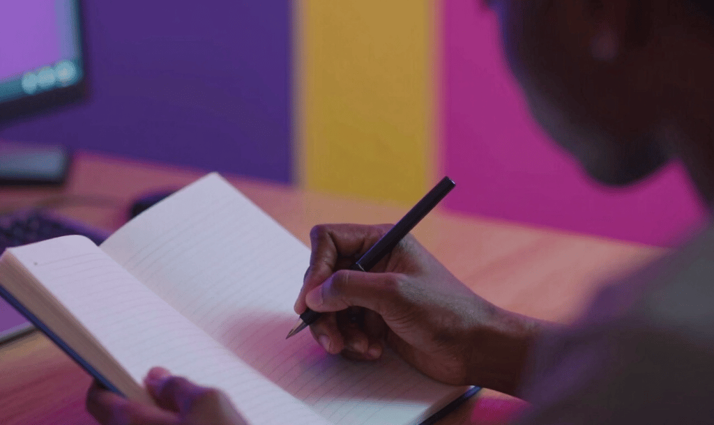 a close up of a book with writing on it