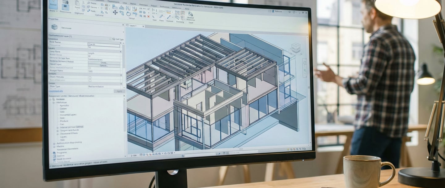 Detailed BIM model used by architects and contractors in a Vancouver home renovation
