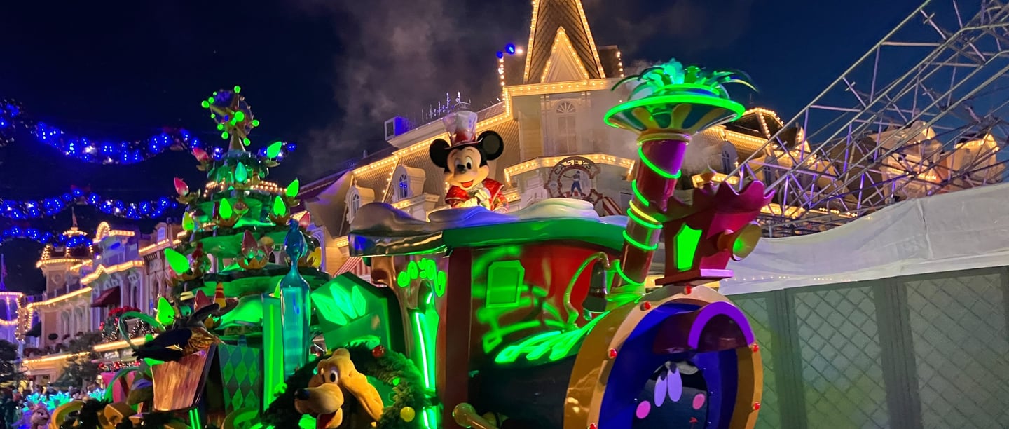 Mickey Mouse Driving the Christmas train in Disney Land Paris Euro Disney