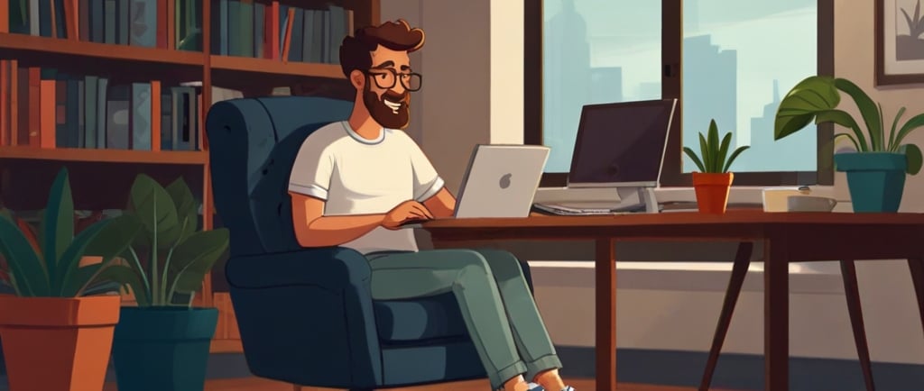 a man sitting in a chair with a laptop computer